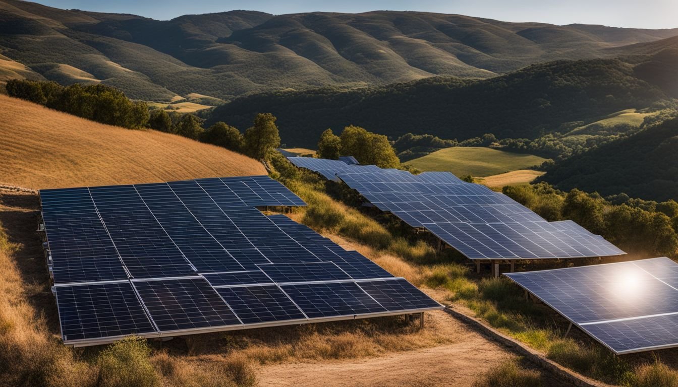 Solar panels in a scenic Spanish countryside.