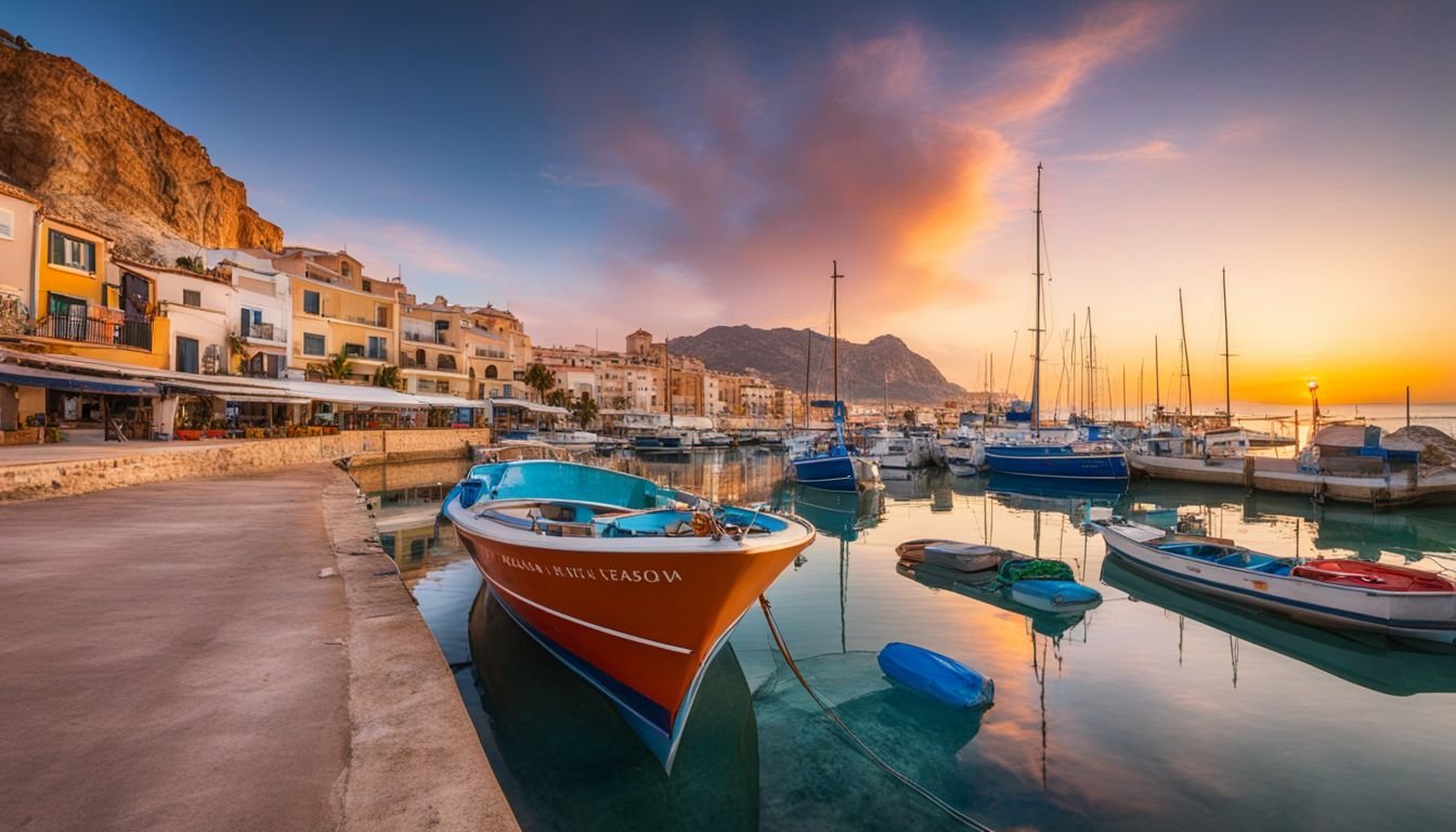 A colorful fishing boat in a picturesque Costa Blanca village.