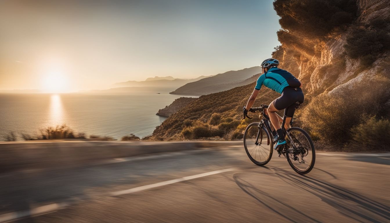 Cyclist enjoys the scenic coast of Costa Blanca.