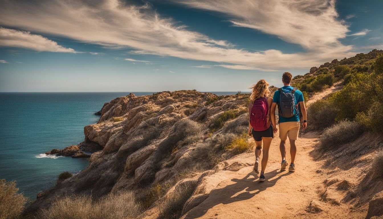 A couple hiking along the scenic trails of Cabo Roig.