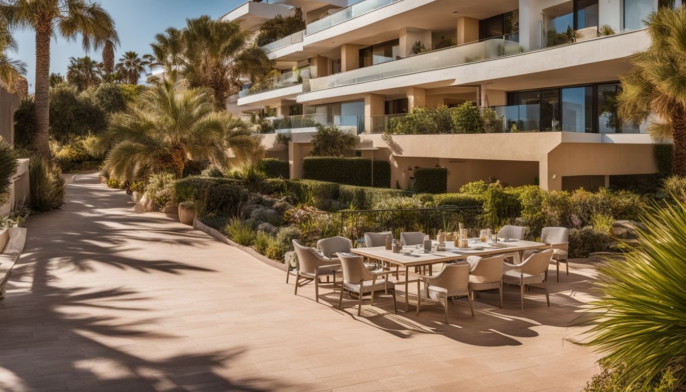 A coastal townhouse overlooking the beach in Alicante with bustling atmosphere.