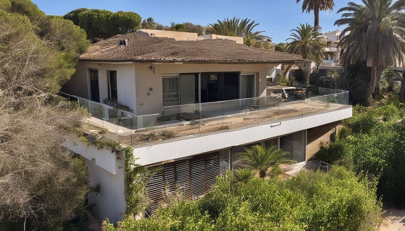 A run-down beachside villa in La Zenia stands out among refurbished modern homes.