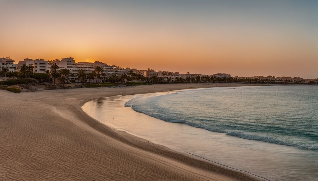 A serene photo of La Zenia Beach at sunset in 2020.