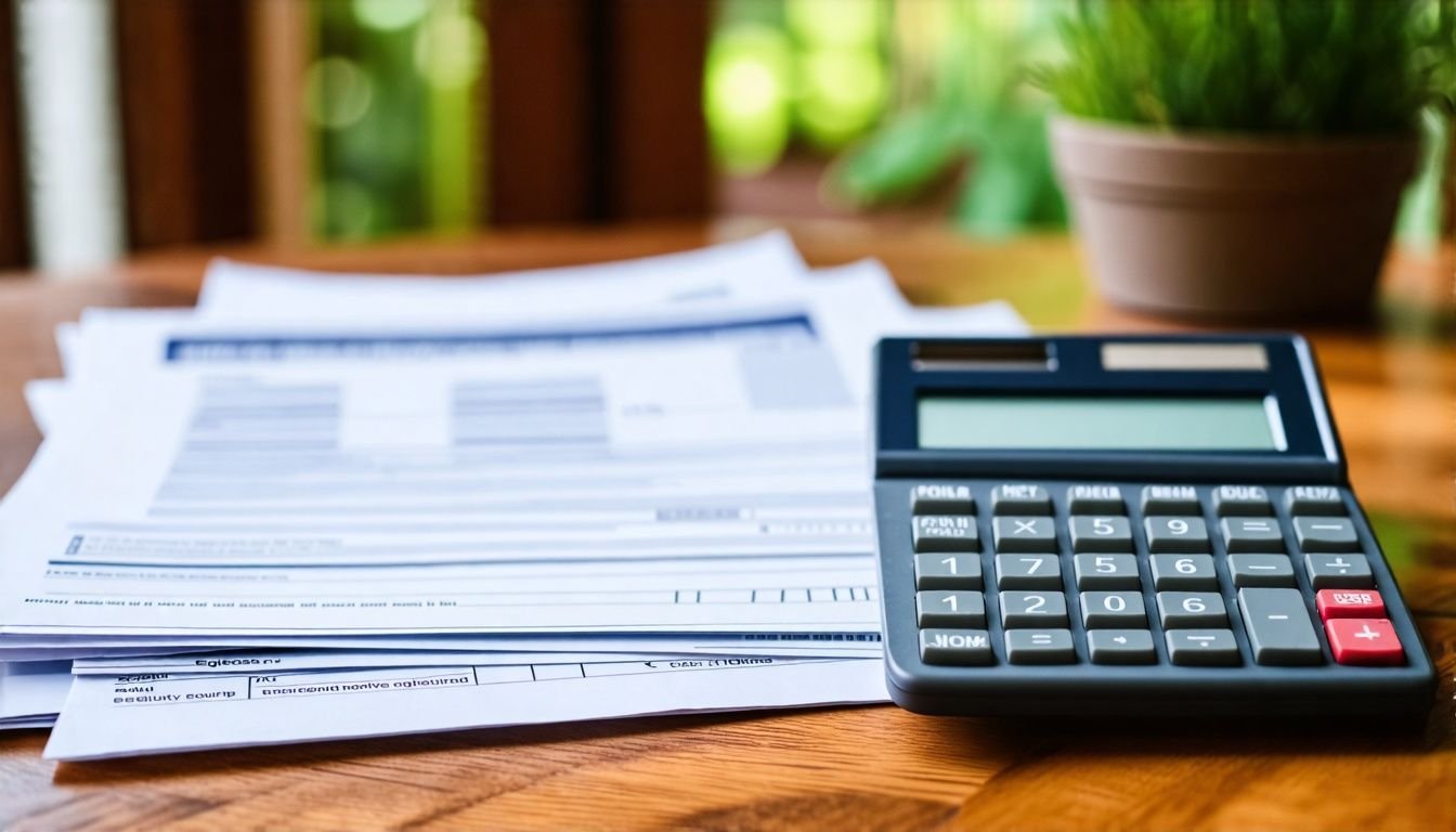 A calculator and paperwork on equity release options in Villamartin.