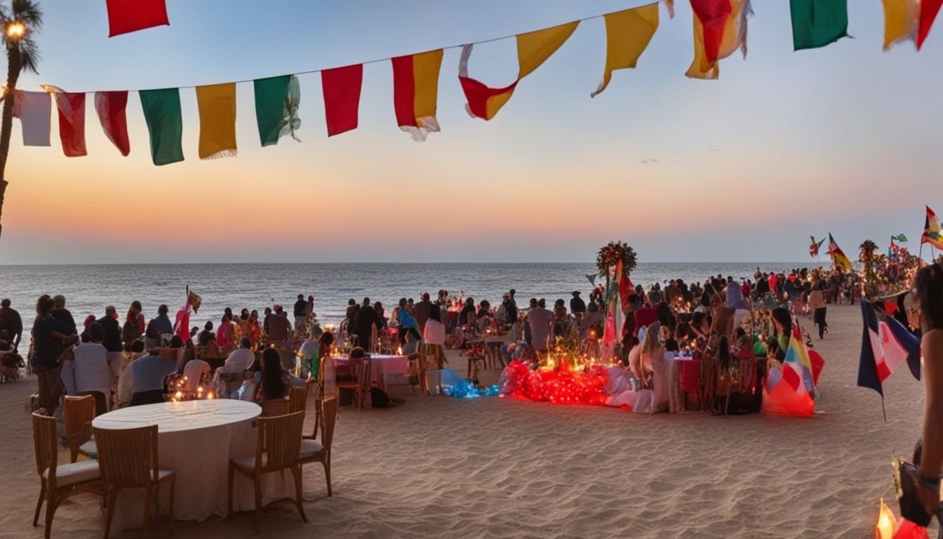 A beachside celebration in La Zenia with festive decorations.