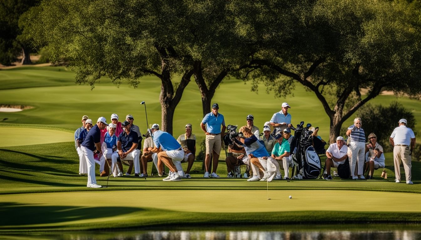 A group of professional golfers preparing for a major tournament.