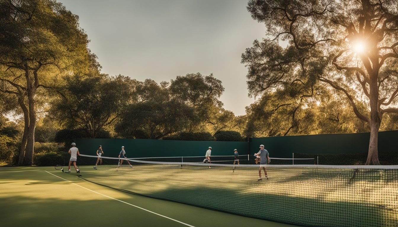 A family playing tennis at Las Colinas Golf and Country Club.