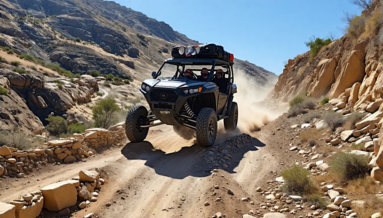 A rugged off-road vehicle exploring mountainous terrain near Villamartin.